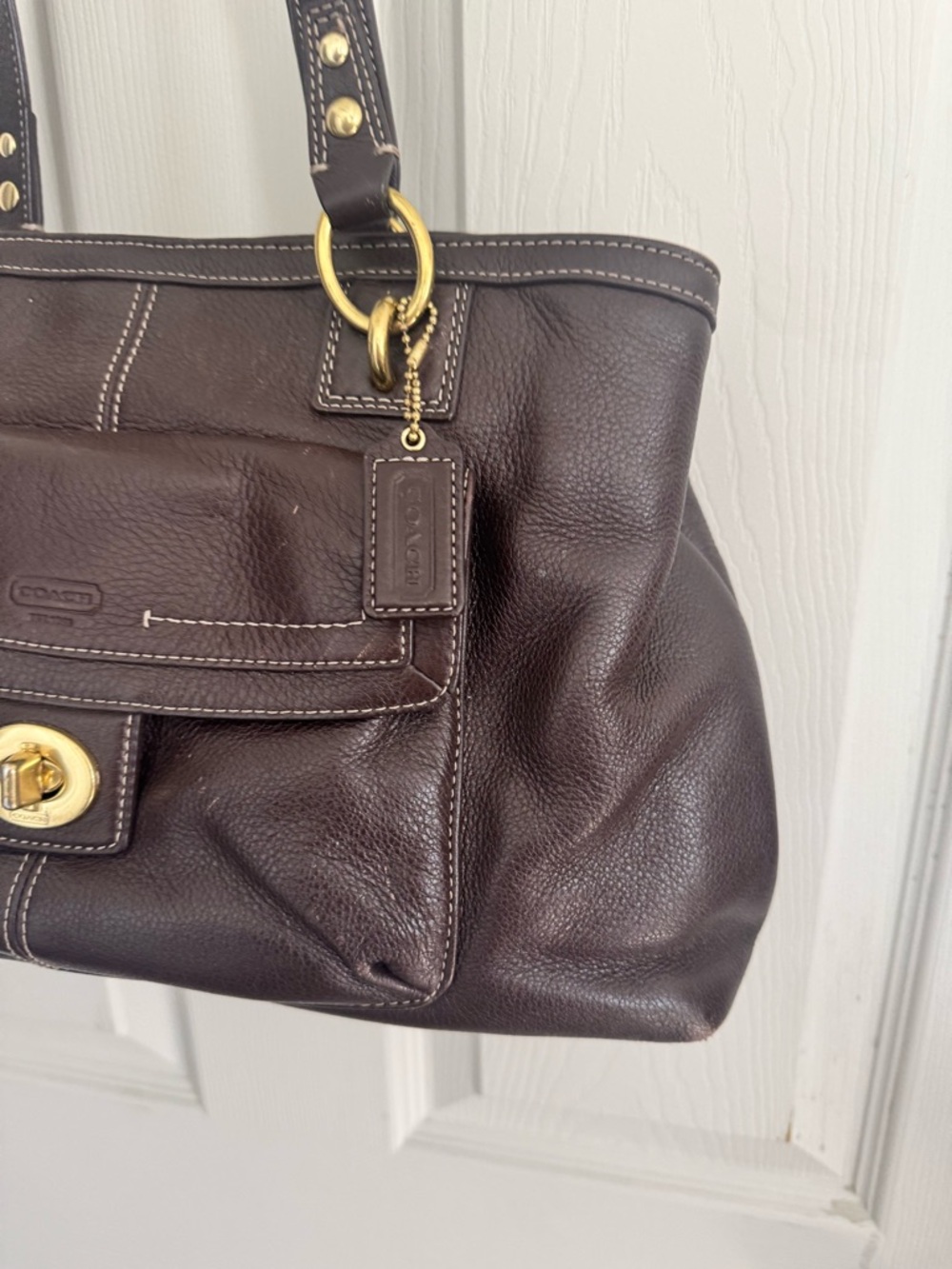 Coach Penelope Soft Pebbled Leather Carryall Satchel Bag Brown F19044 Vintage - Picture 3 of 13